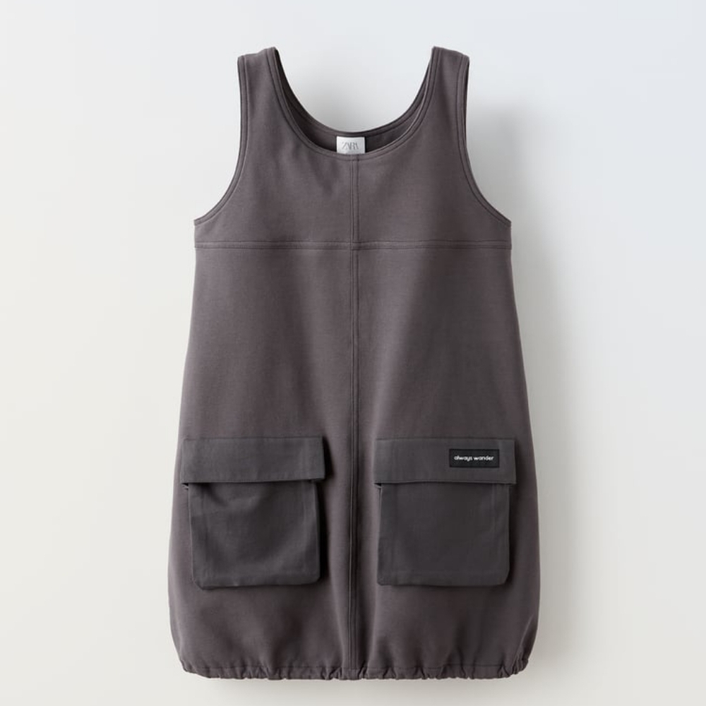 ZARA PLUSH BALLOON PINAFORE DRESS